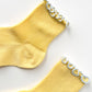 The Petite Ruffled Modal Socks - Butter/ Baby Blue