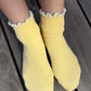 The Petite Ruffled Modal Socks - Butter/ Baby Blue