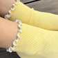 The Petite Ruffled Modal Socks - Butter/ Baby Blue