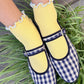 The Petite Ruffled Modal Socks - Butter/ Baby Blue