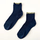 The Petite Ruffled Modal Socks - Navy/ Butter