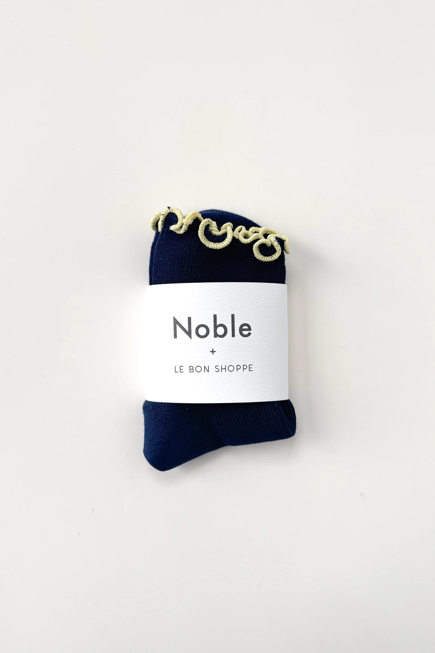 The Petite Ruffled Modal Socks - Navy/ Butter