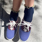 The Petite Ruffled Modal Socks - Navy/ Butter