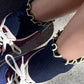 The Petite Ruffled Modal Socks - Navy/ Butter