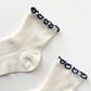 The Petite Ruffled Modal Socks - Soft White/ Navy