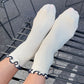 The Petite Ruffled Modal Socks - Soft White/ Navy