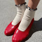 The Petite Ruffled Modal Socks - Soft White/ Navy