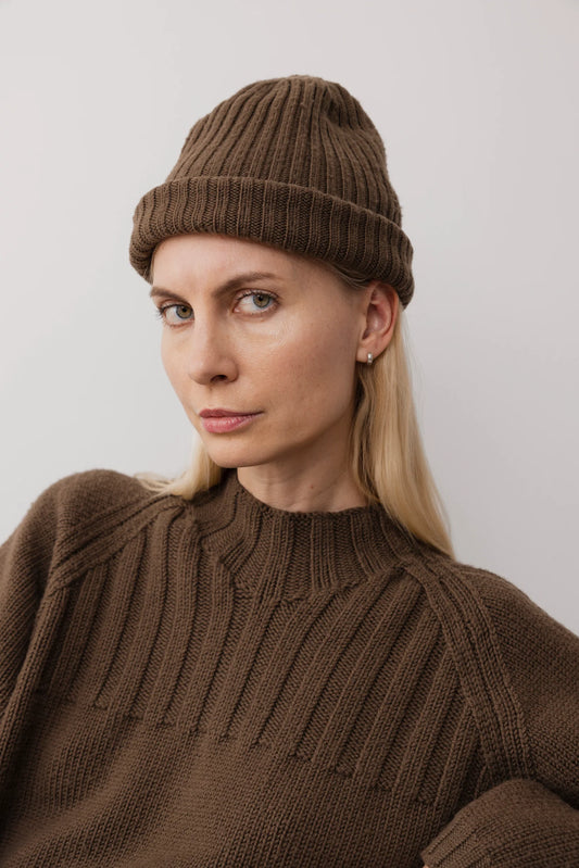 Skinny Rib Hat - Merino Bark