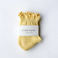 Ruffled Hugger Crew Socks - Banana Cream + Red
