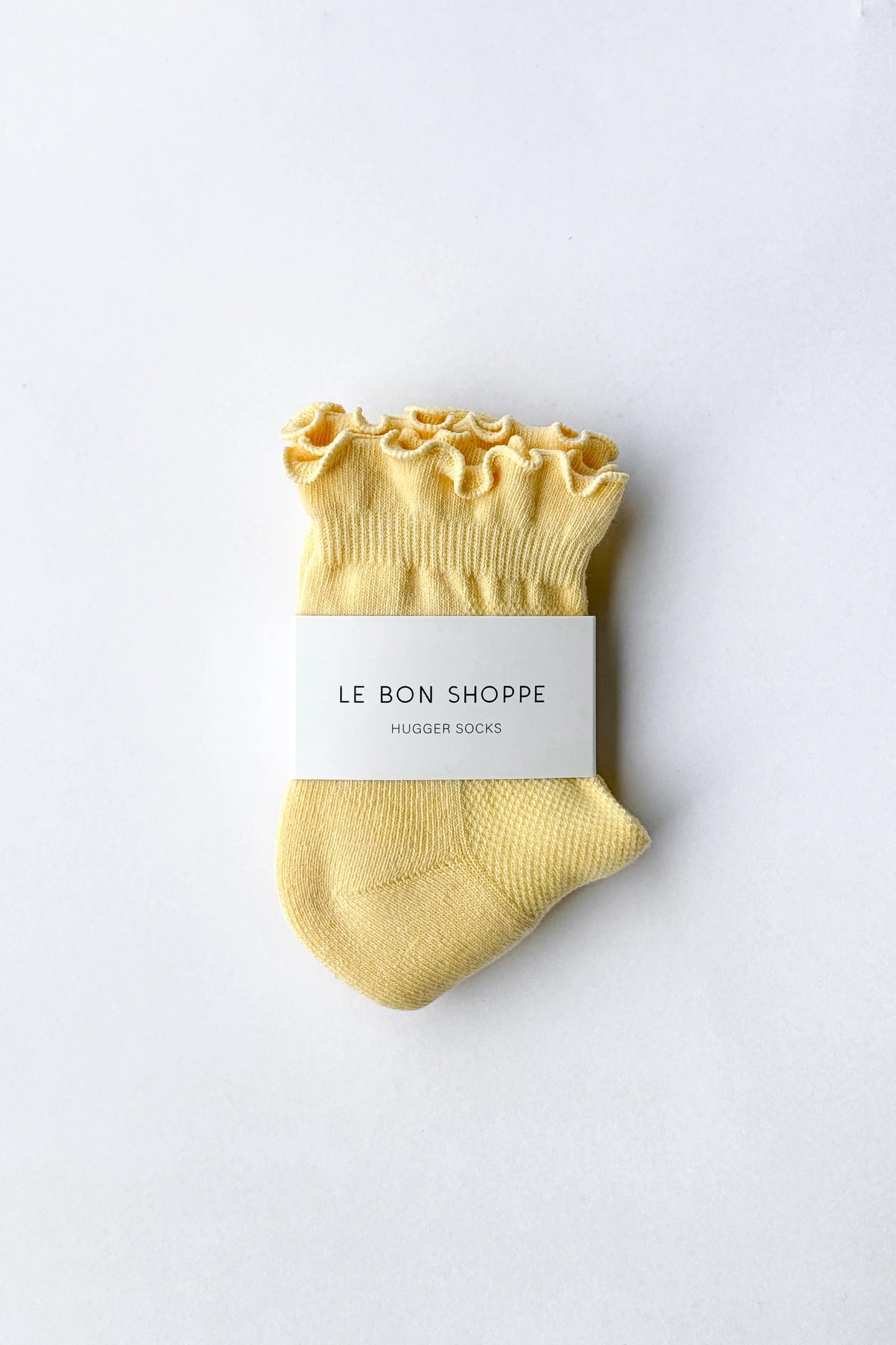 Ruffled Hugger Crew Socks - Banana Cream + Red