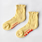 Ruffled Hugger Crew Socks - Banana Cream + Red