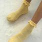 Ruffled Hugger Crew Socks - Banana Cream + Red