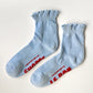 Ruffled Hugger Crew Socks - Periwinkle + Red
