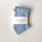 Ruffled Hugger Crew Socks - Periwinkle + Red