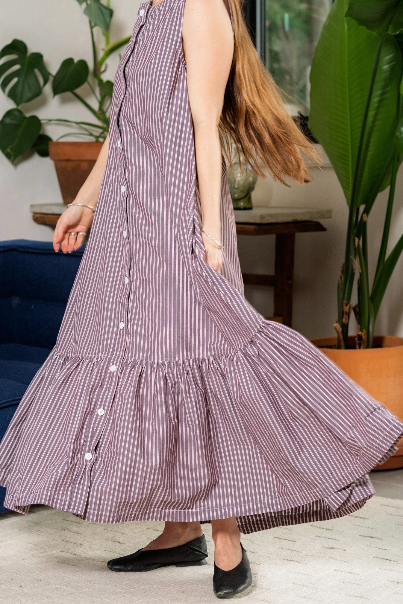 Valentina Dress - Brown Stripe