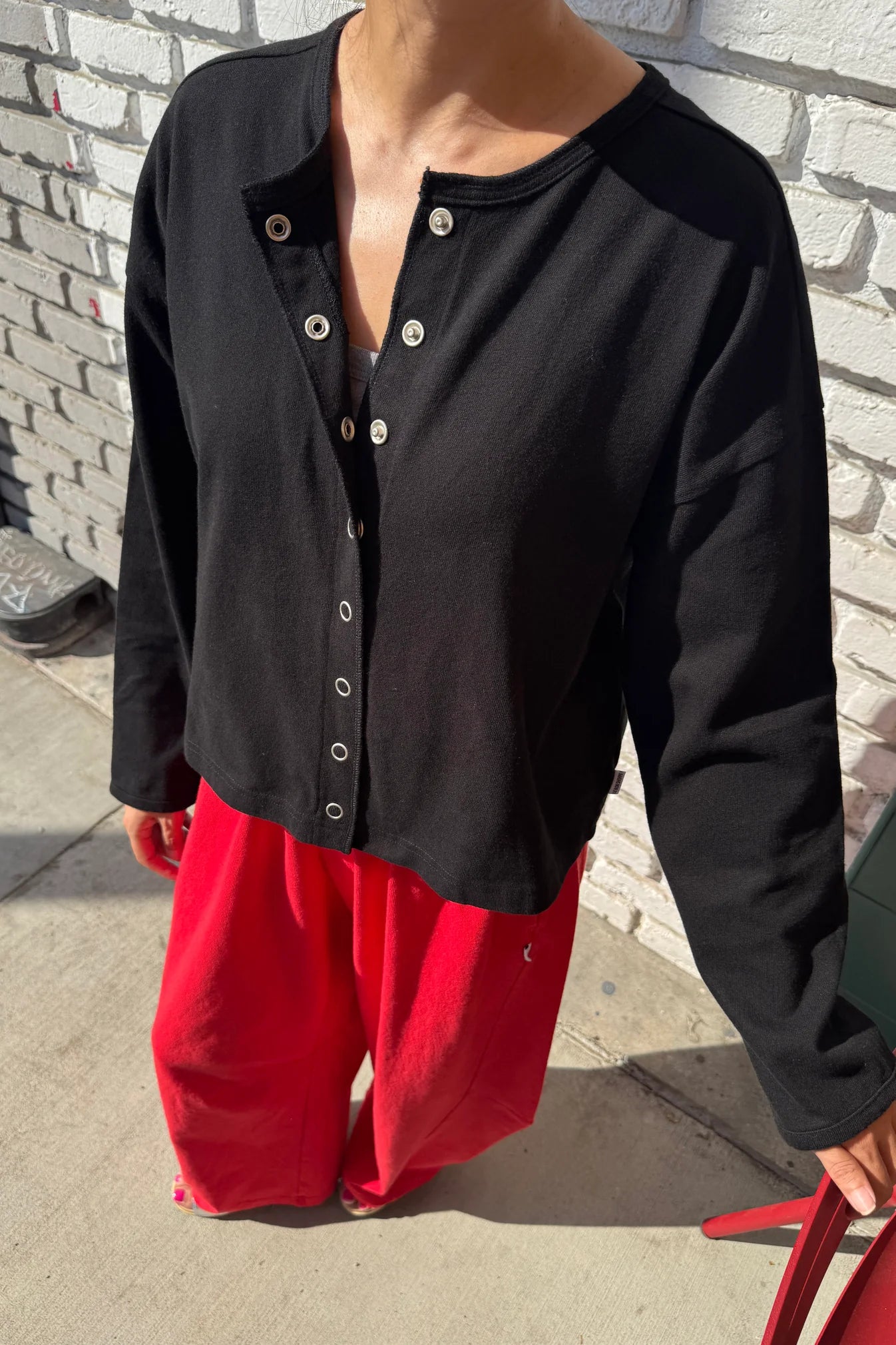 Soft Jersey Snap Caridgan - Black