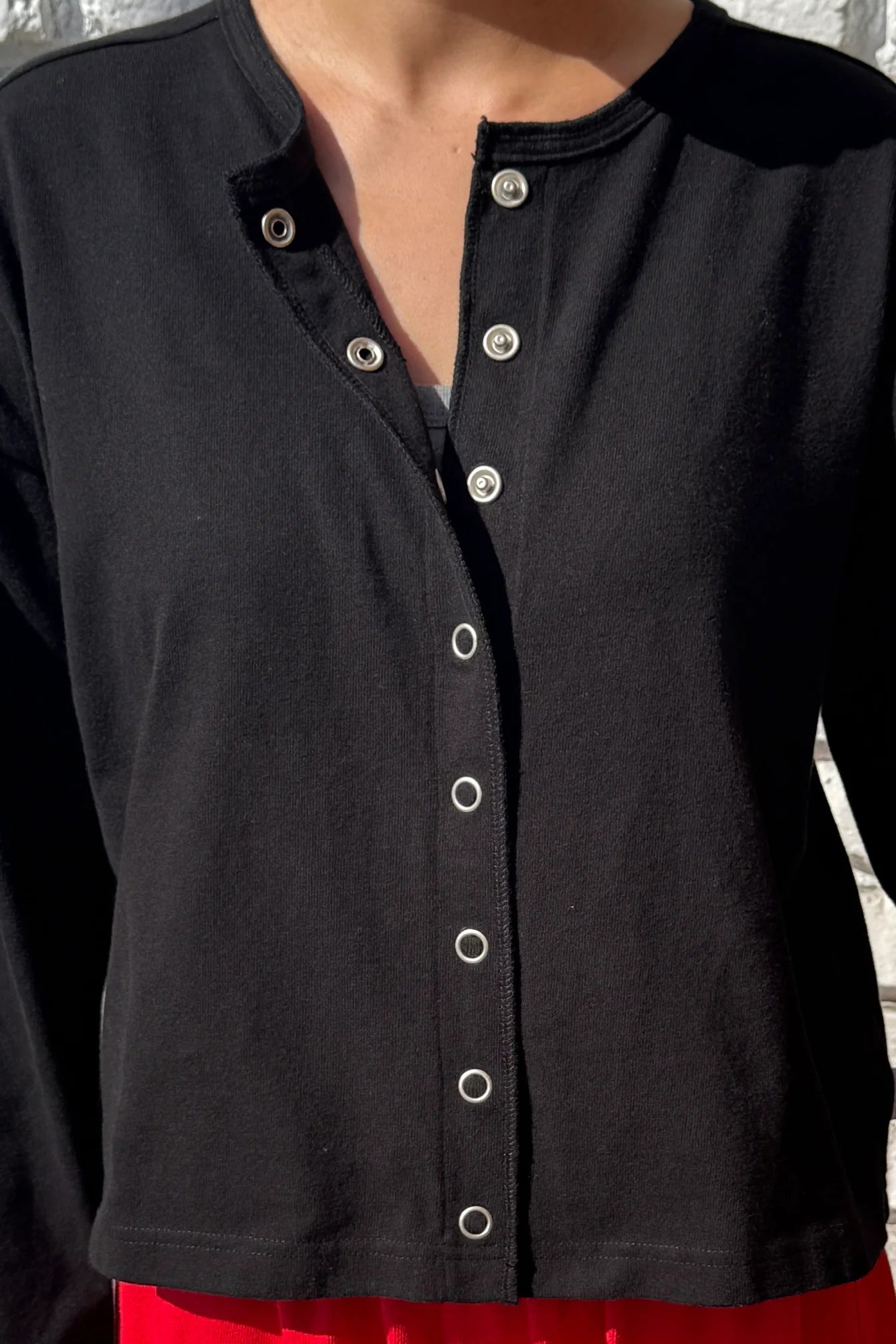 Soft Jersey Snap Caridgan - Black