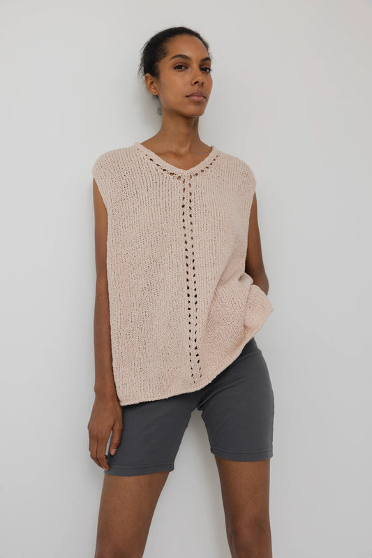 Pointelle Vest - Peony