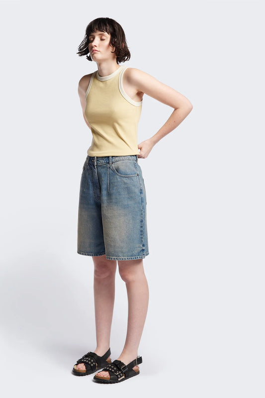Flux Racer Back Tank - Butter w Ecru Bind