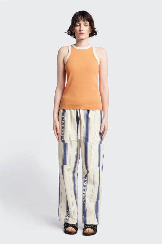 Flux Racer Back Tank - Pastel Orange w Ecru Bind