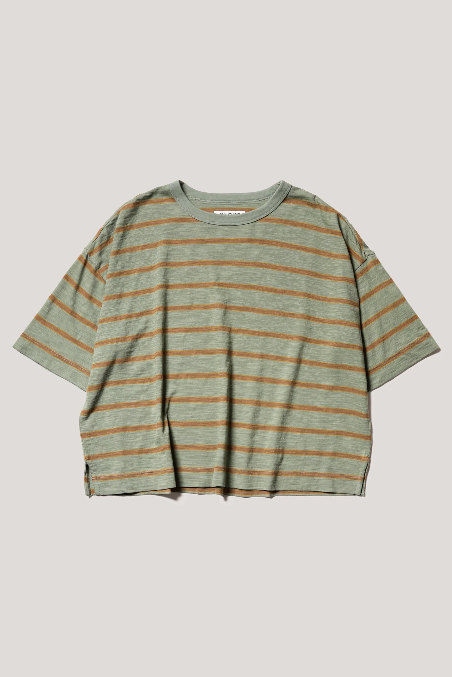 Obelisk Feeder Stripe Tee Olive/Tan Stripe