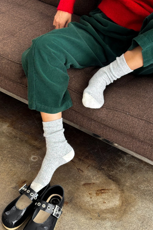 Wool Waffled Socks - Stone/Cream