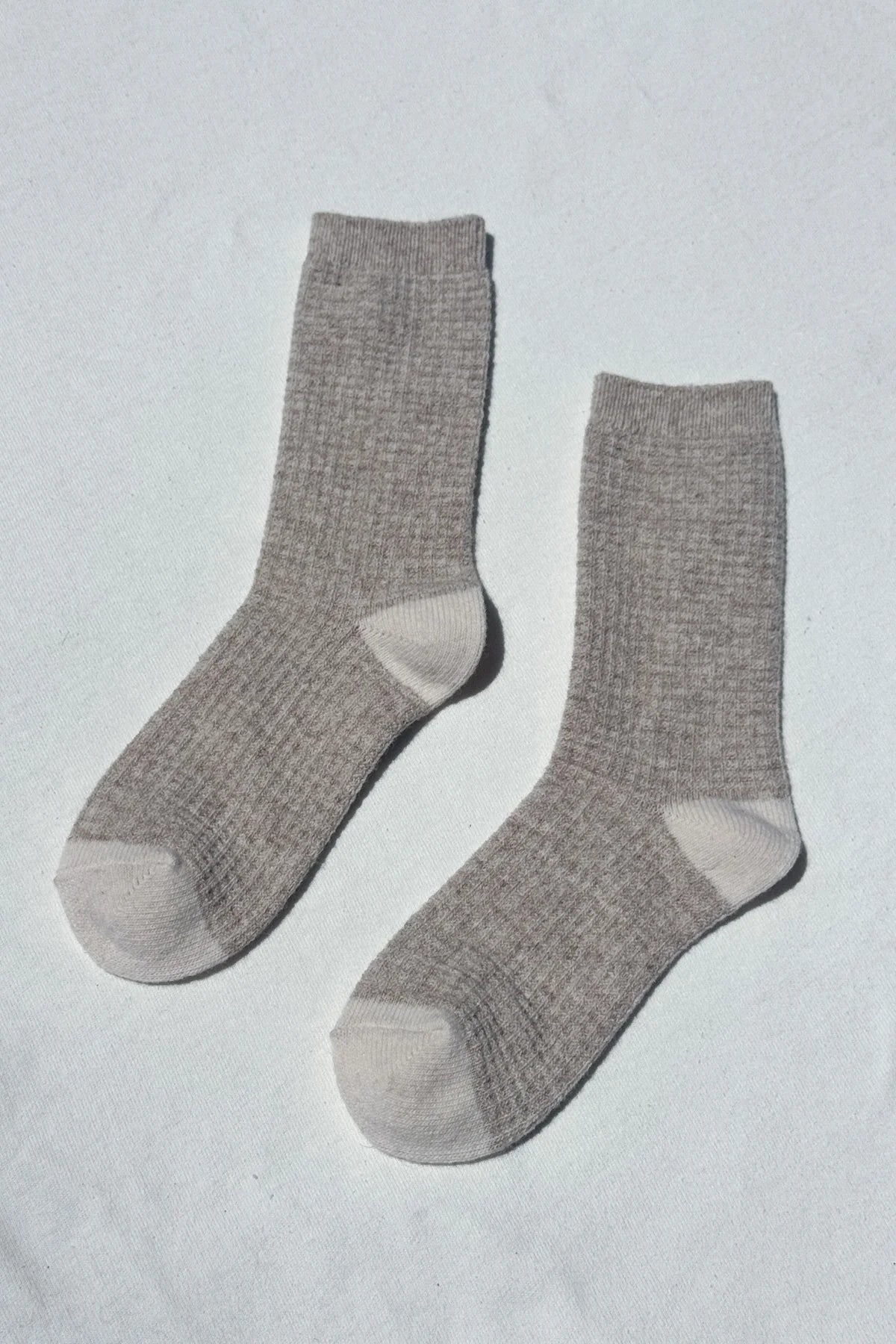 Wool Waffled Socks - Oatmeal/Cream