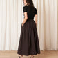 Drawstring Full Skirt - Dark Brown