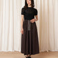 Drawstring Full Skirt - Dark Brown
