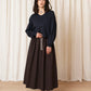 Drawstring Full Skirt - Dark Brown