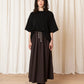 Drawstring Full Skirt - Dark Brown