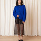 Merino Crew Neck Cardigan - Cobalt