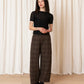 Wool Loose Barrel Pant - Taupe Multicolour Plaid
