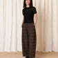 Wool Loose Barrel Pant - Taupe Multicolour Plaid
