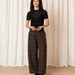 Wool Loose Barrel Pant - Taupe Multicolour Plaid