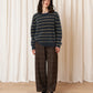 Wool Loose Barrel Pant - Taupe Multicolour Plaid