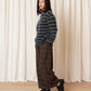 Wool Loose Barrel Pant - Taupe Multicolour Plaid