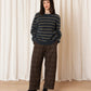 Wool Loose Barrel Pant - Taupe Multicolour Plaid