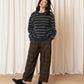 Wool Loose Barrel Pant - Taupe Multicolour Plaid