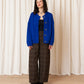 Merino Crew Neck Cardigan - Cobalt