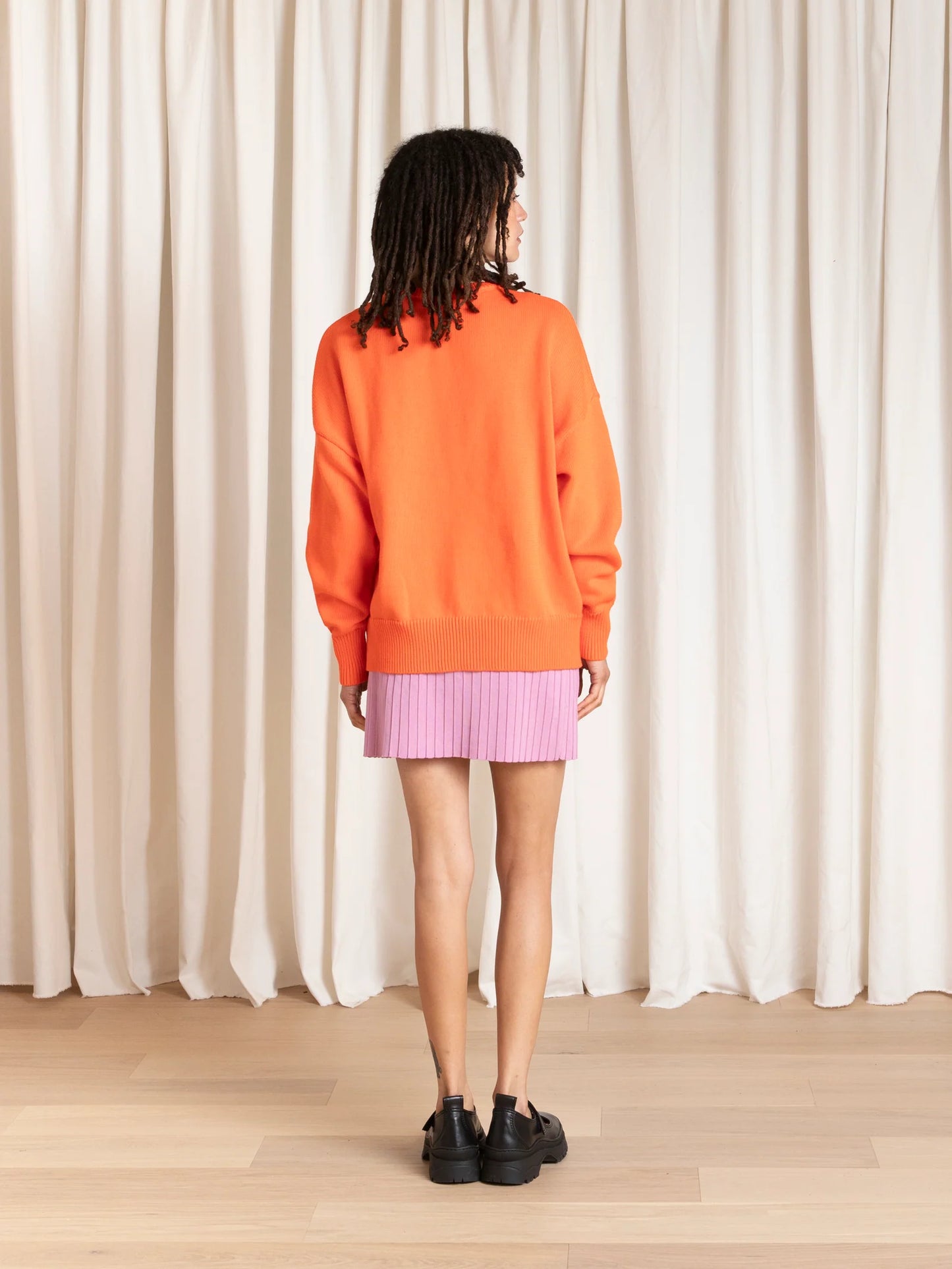 Chunky Cotton Pullover - Neon Orange