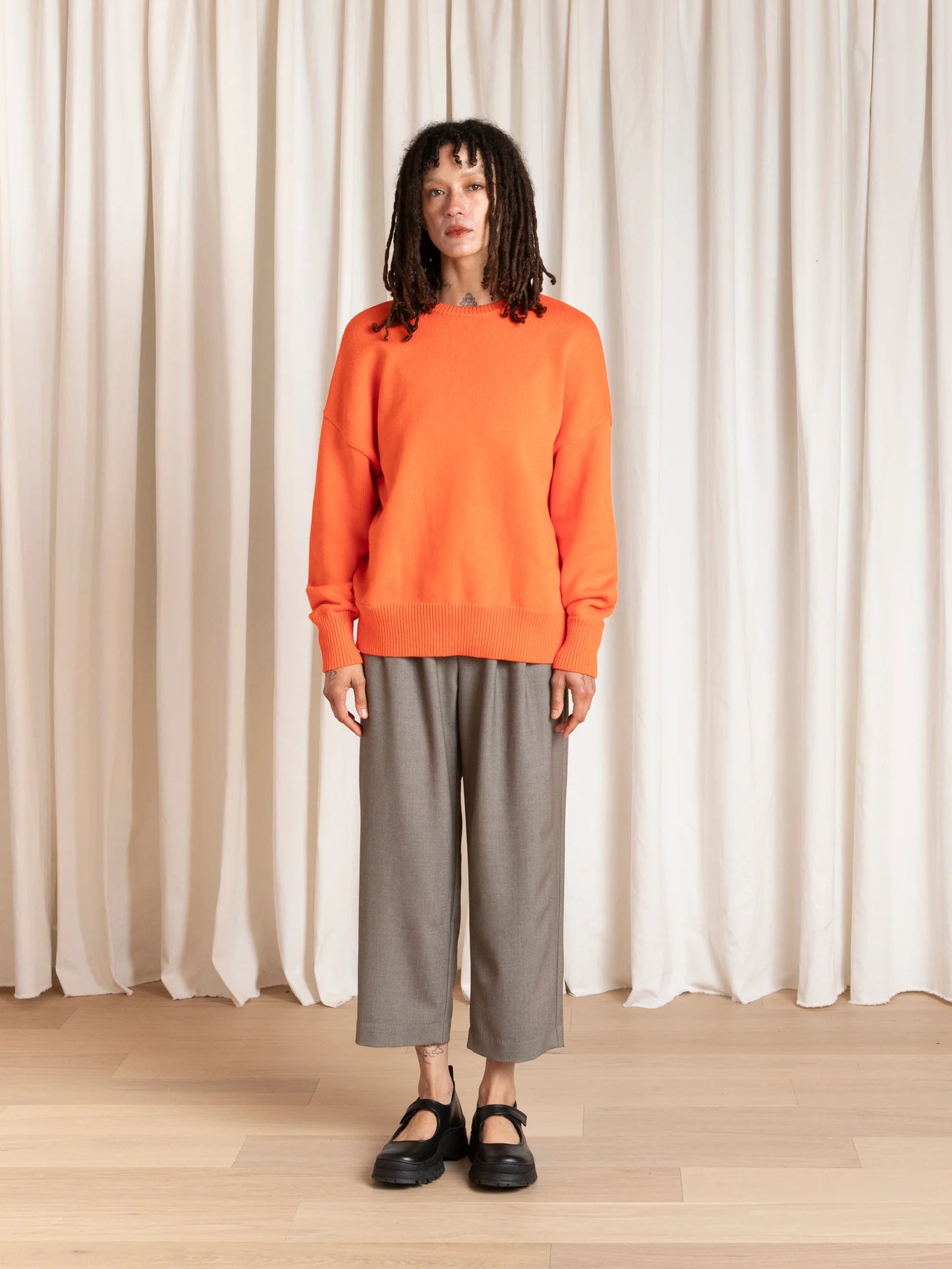 Chunky Cotton Pullover - Neon Orange