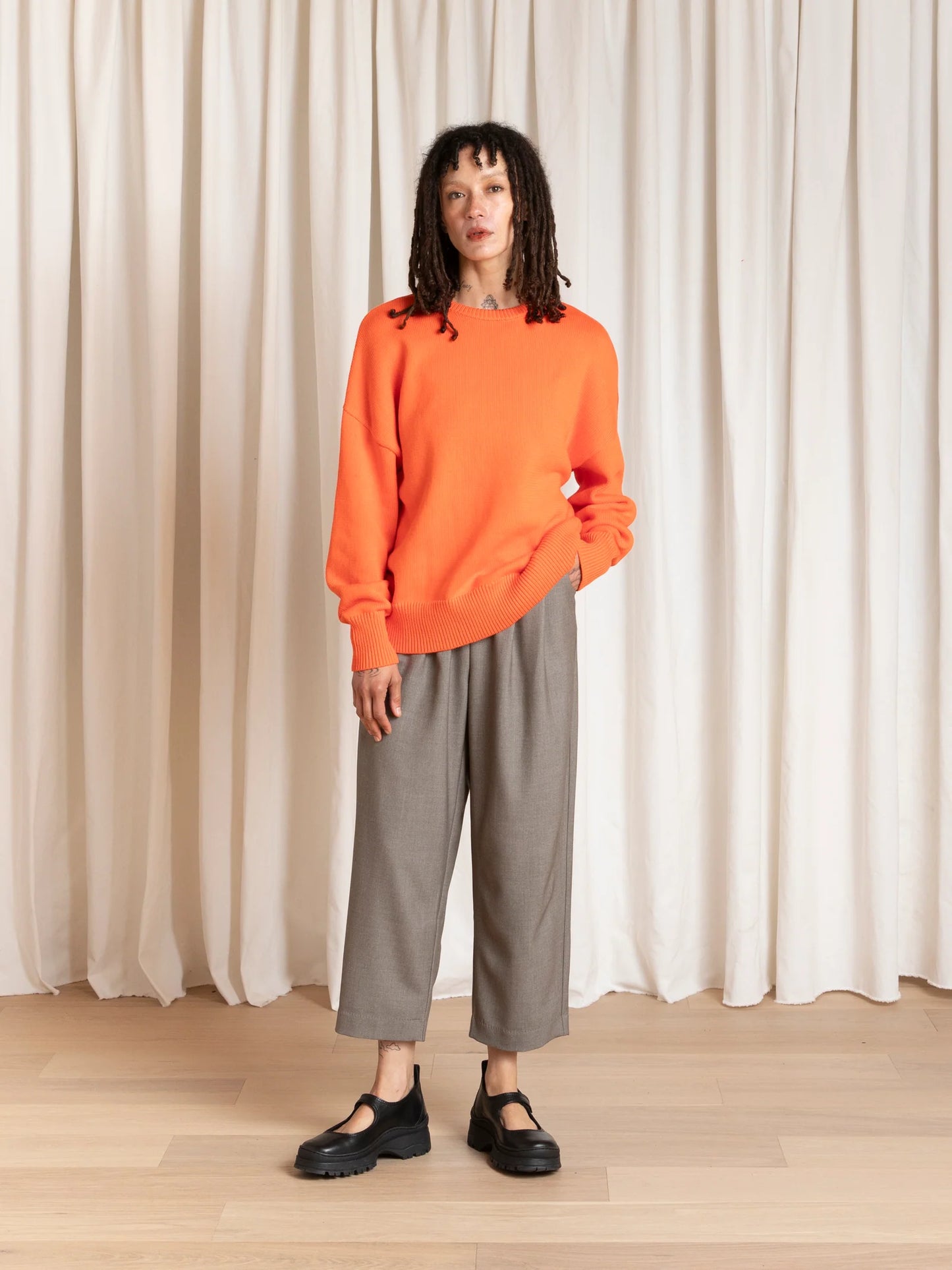 Chunky Cotton Pullover - Neon Orange