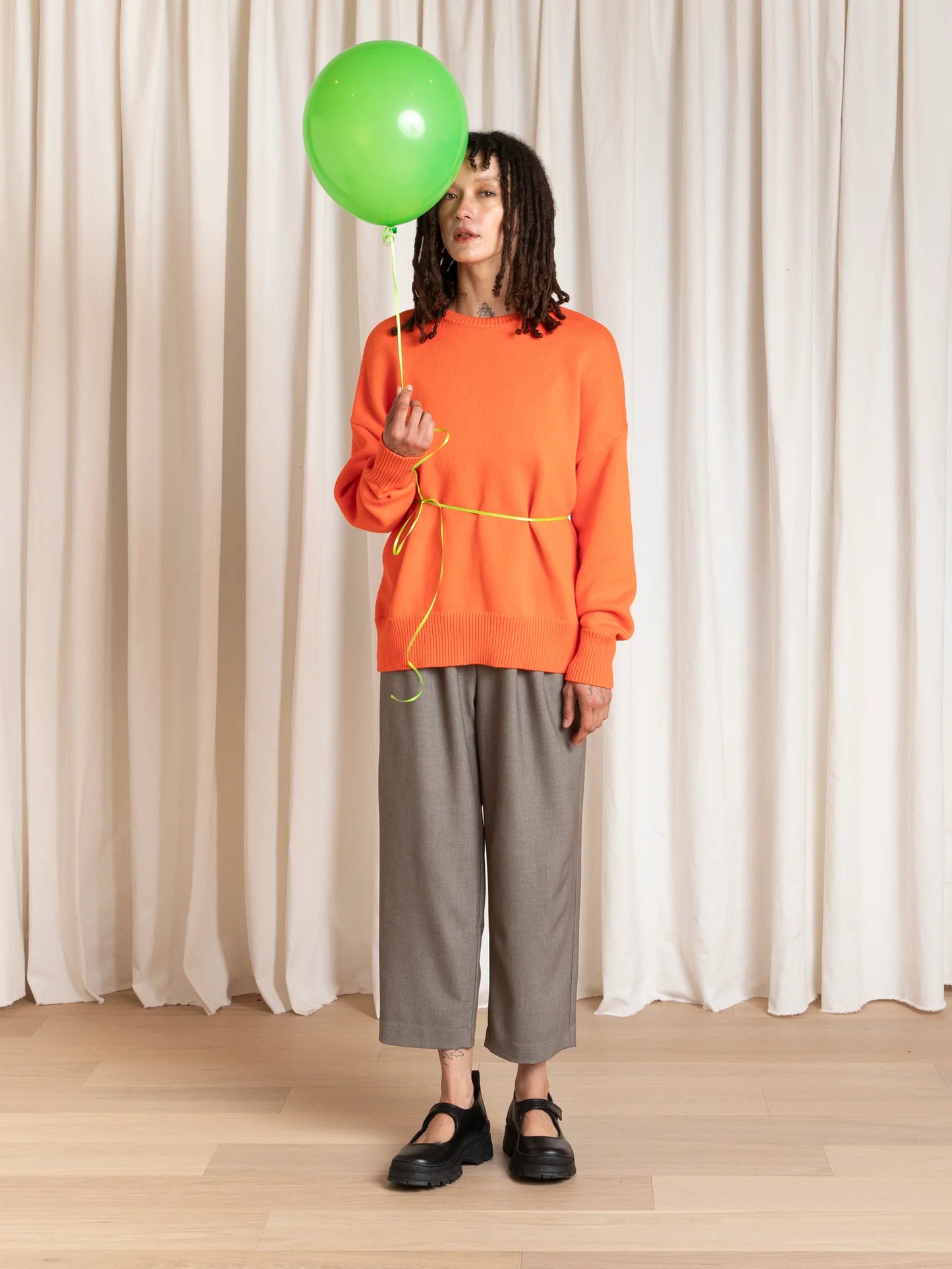 Chunky Cotton Pullover - Neon Orange