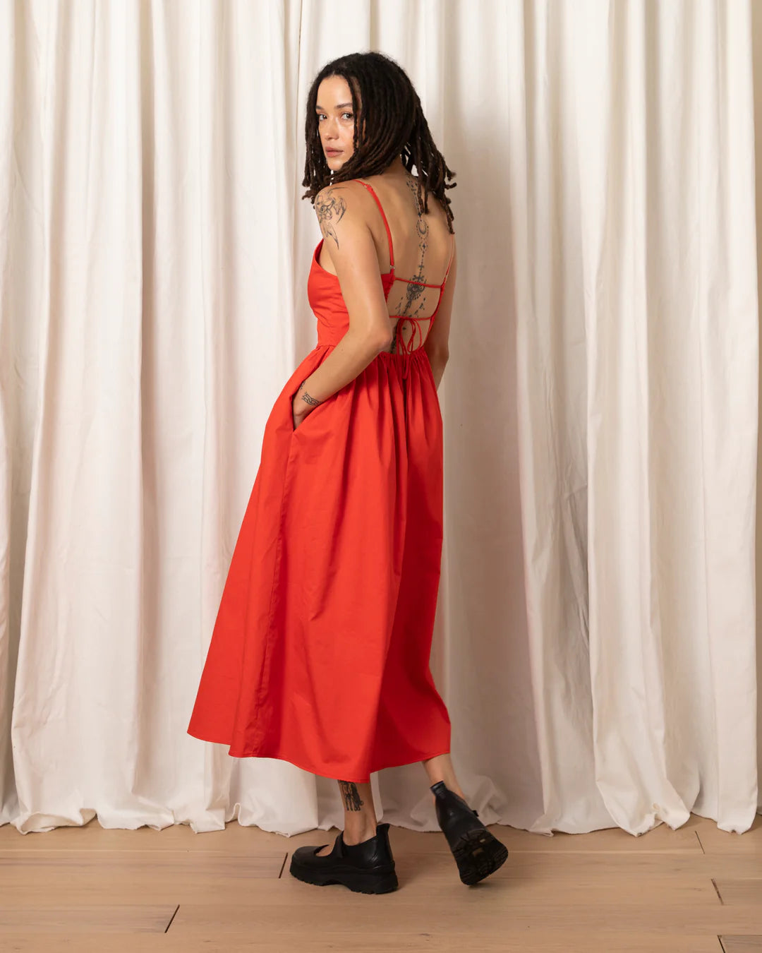 Tie Back Midi Dress- Poppy