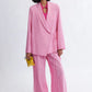 Blythe Blazer and Miranda Trouser in bubblegum styled as a summer suit by Eliza Faulkner — slow fashion at Ånde