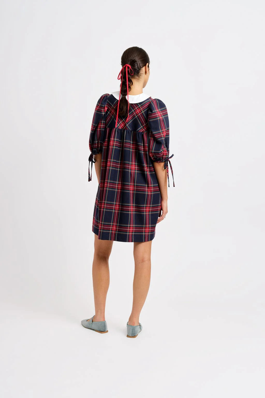 Evelyn Dress - Navy Plaid