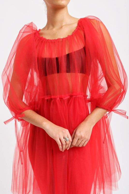 Fiona Tulle Dress - Red