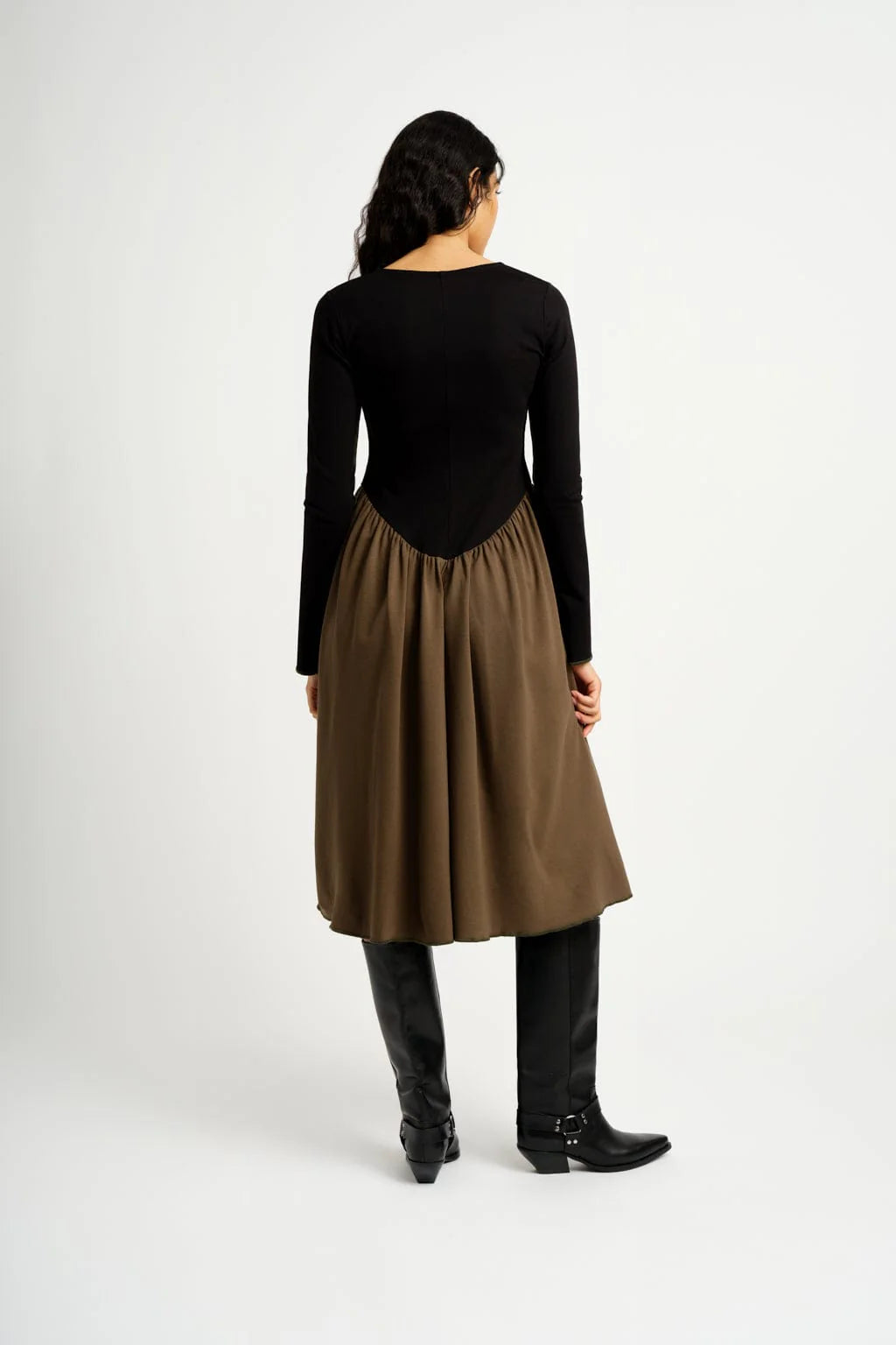 Joan Dress - Black & Khaki