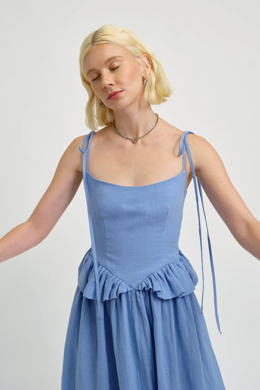 Tessa Dress - Blue Linen